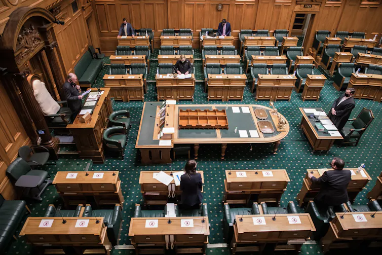 Parliament debating chamber almost empty
