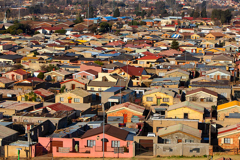 View of dense housing settlement.