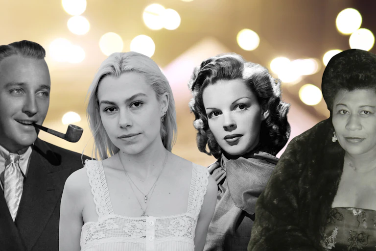 Bing Crosby, Phoebe Bridgers, Judy Garland and Ella Fitzgerald.