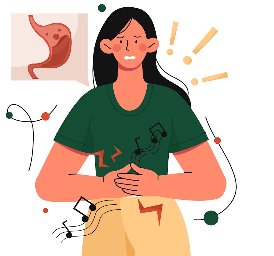 Illustration d'une femme dont le ventre gargouille.