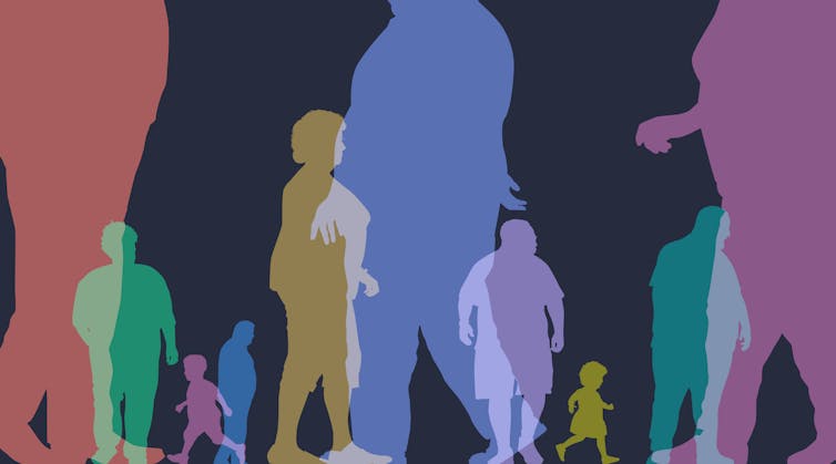 colorful graphic with silhouettes of people in different weight categories
