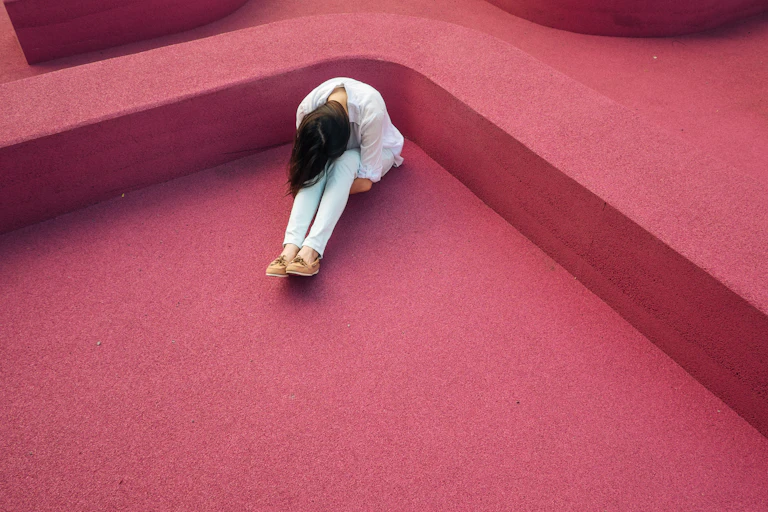 An exhausted woman