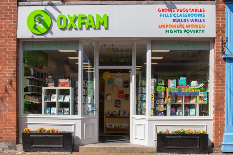 External shot of an Oxfam shop in Nantwich, Cheshire.