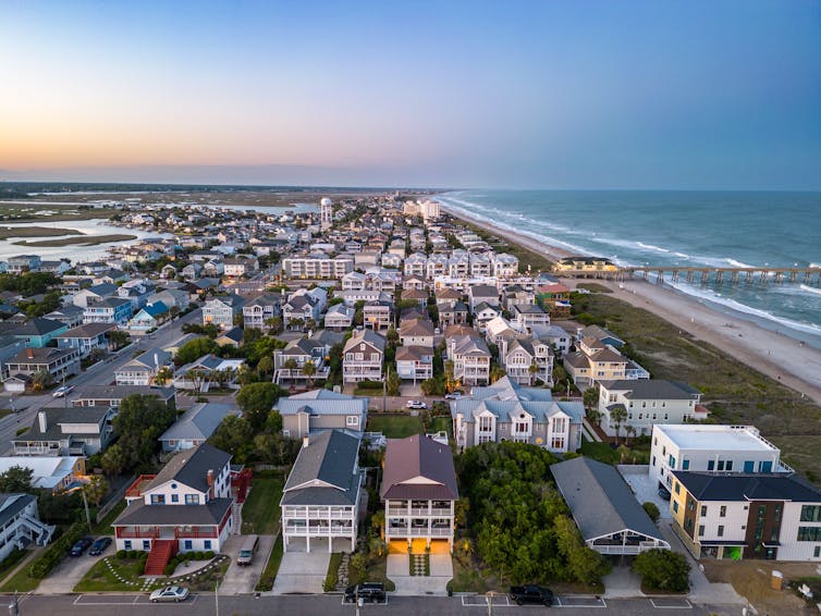 An aerial shot of Wrightsville beach in North Carolina.