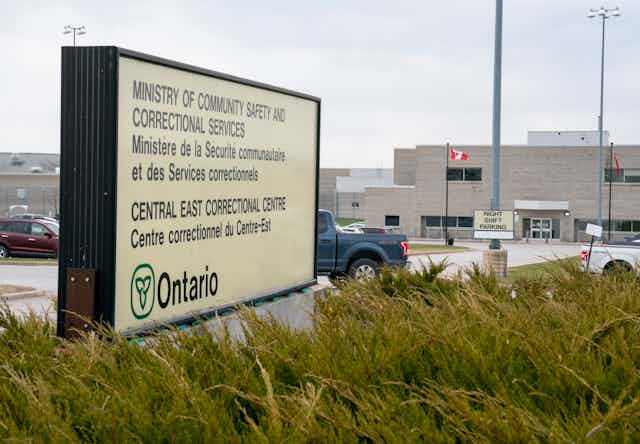 A sign near the entrance of the Central East Correctional Centre