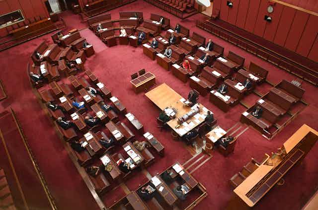 View of Australia's senate chamber from above