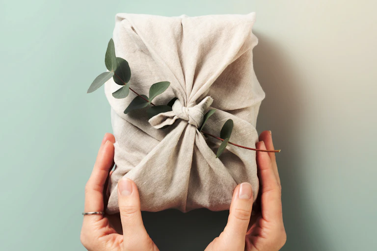 ethical gift wrapped in old cloth