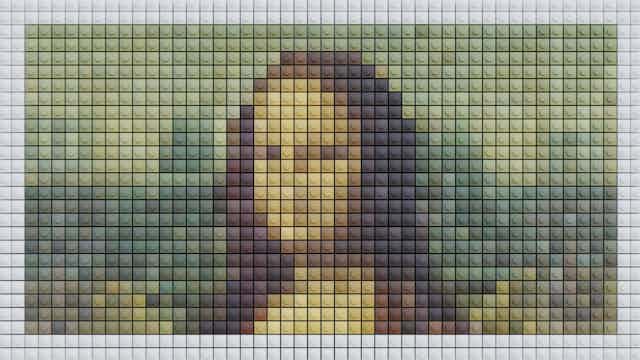Photo showing a pixelated version of the Mona Lisa