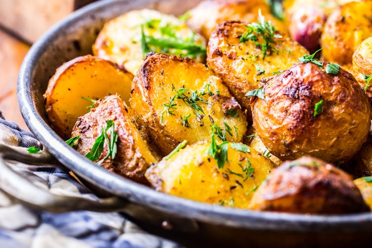 Roast potatoes in a bowl