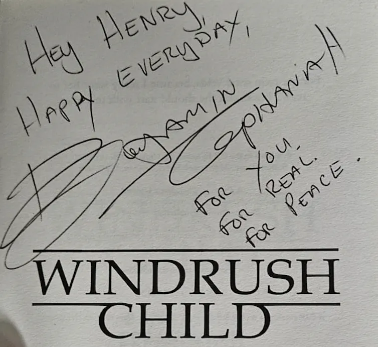A signed frontispiece in a book.