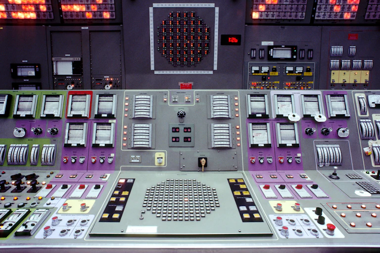 The controls of a nuclear power plant.