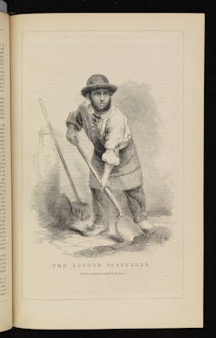 A 'pure finder' scooping poo to sell at a tannery.