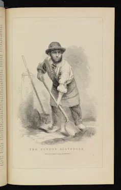 A 'pure finder' scooping poo to sell at a tannery.