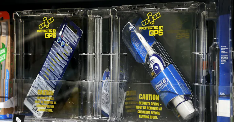 Electric toothbrushes in secure packaging.