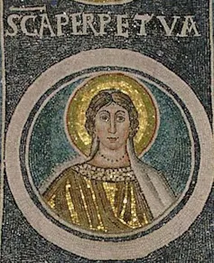 A mosaic depicting the face of Perpetua.