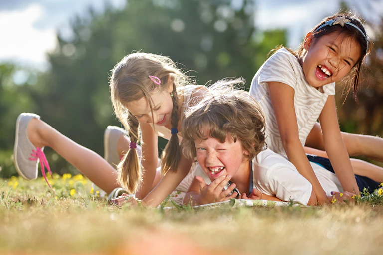 Children playing together outside