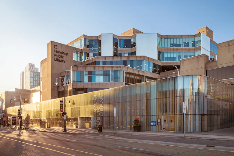 A photo of the Hamilton Public Library.