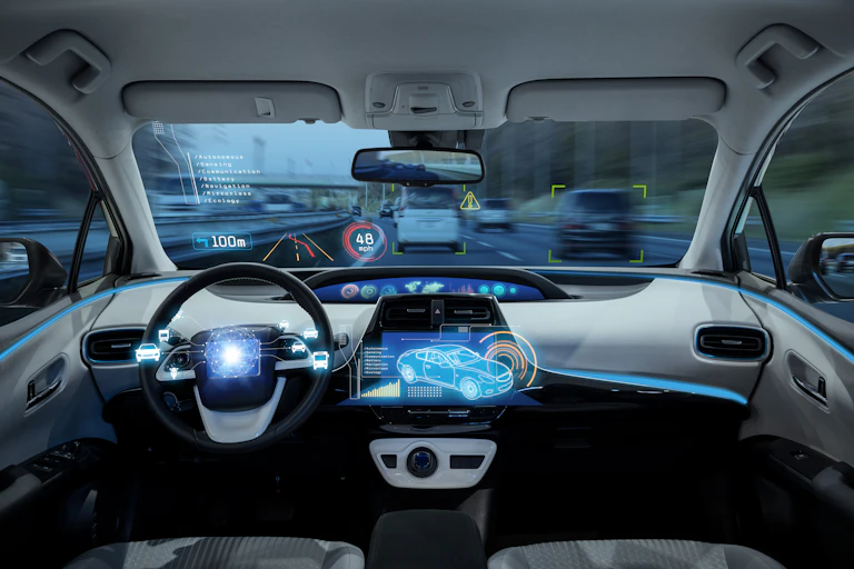 Artist's impression of self-driving car.