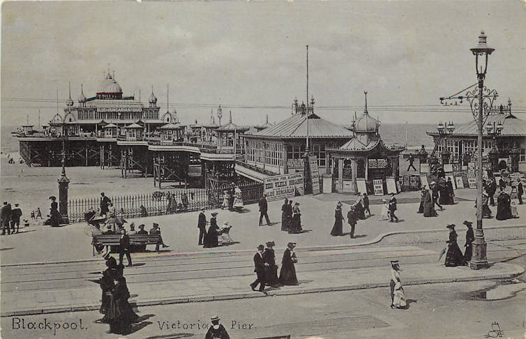 An early 20th-century archival photograph of a pier in England.