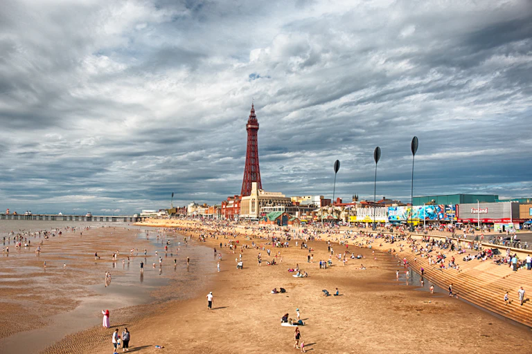 Grey skies over a beach.