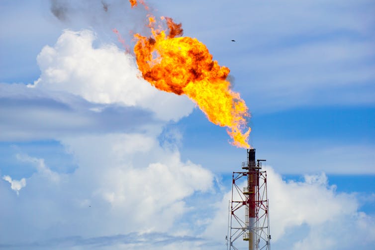 Gas flare at an oil refinery