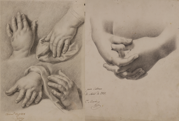 Image représentant plusieurs mains d’enfants et image représentant deux mains liées