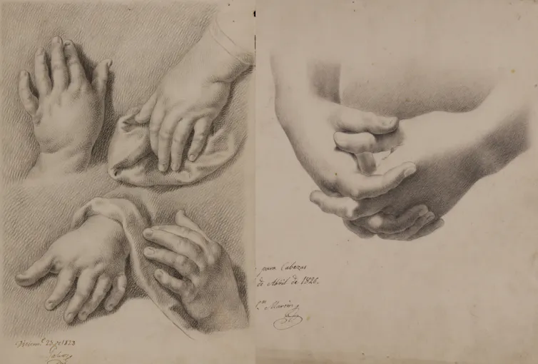 Image représentant plusieurs mains d’enfants et image représentant deux mains liées
