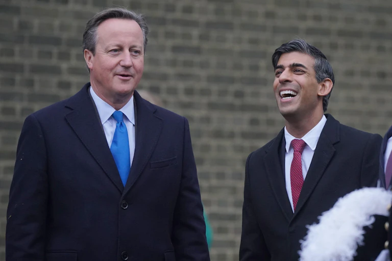 David Cameron and Rishi Sunak in Downing Street/