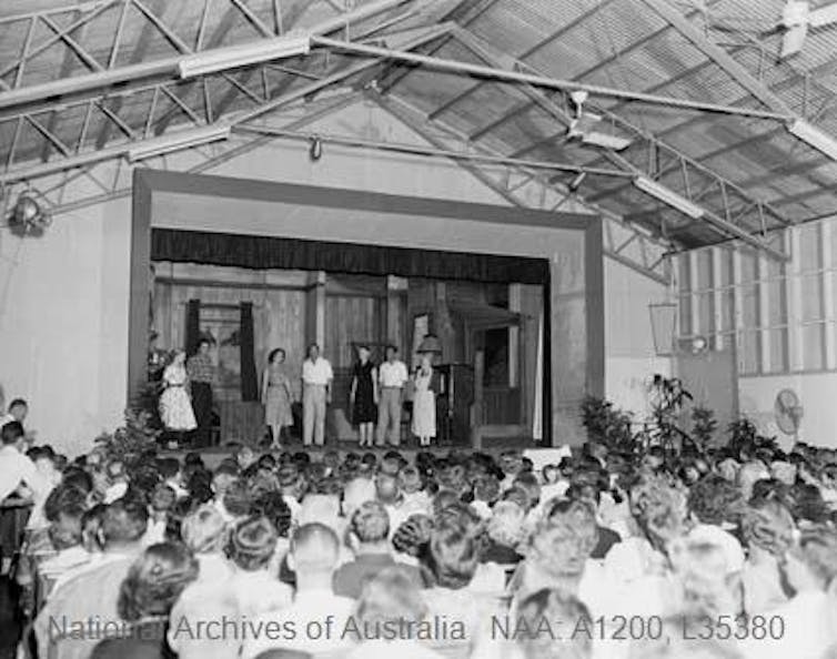 An audience and a stage.