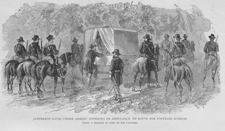 A depiction of the arrest of Jefferson Davis.
