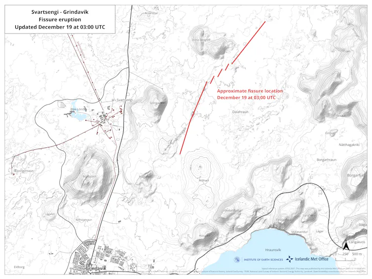 Une carte montre l’emplacement de la fissure.
