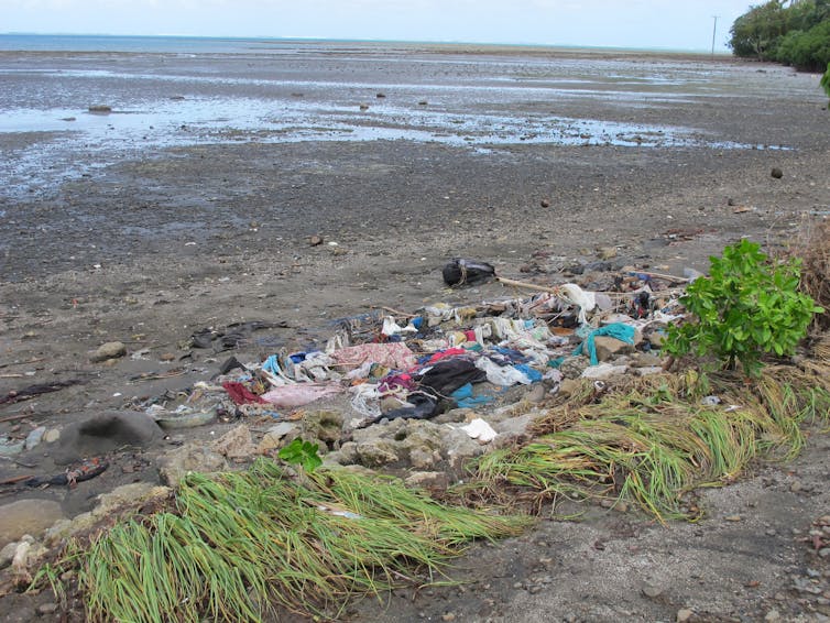 A number of items washed up on a beach in Fiji.