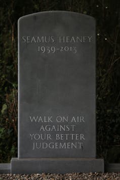 A grave stone for the poet Seumas Heaney.