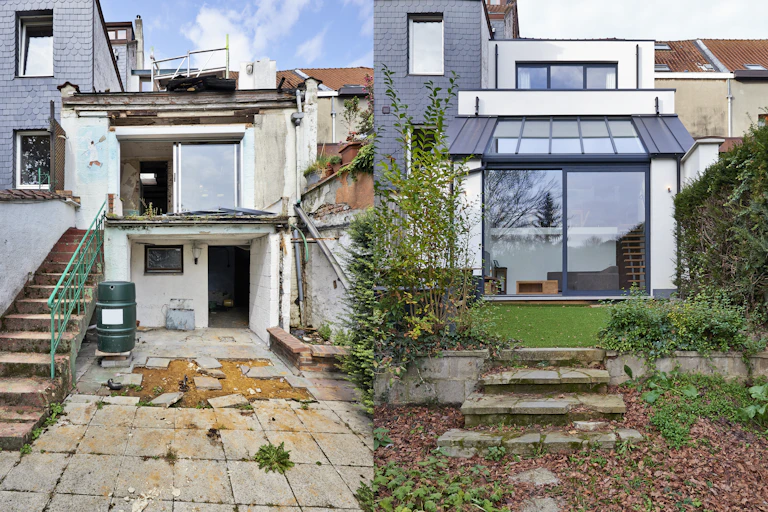 Before and after images of a renovated home