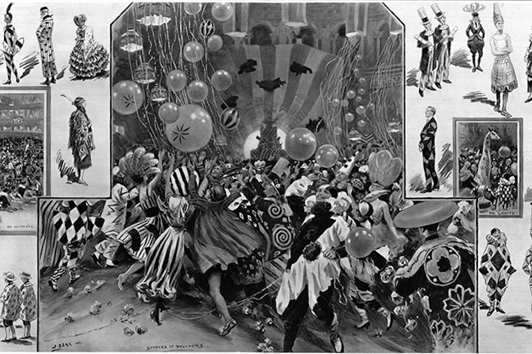 Dazzle camouflage costume ball at the Chelsea Arts Club in 1919.