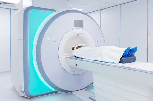 Patient entering an MRI scanner