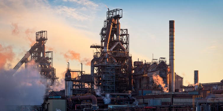 Port Talbot Steelworks at sunset.