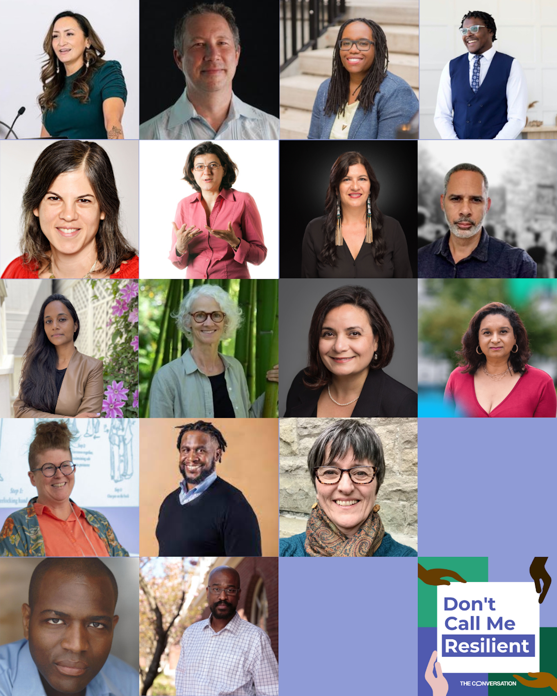 A composite 'year-book' style of photos of people.