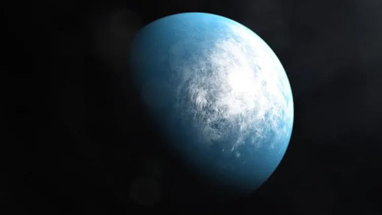 a blue planet in space