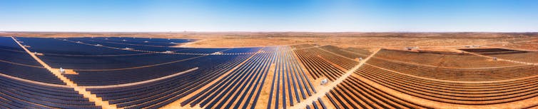 Aerial view of large solar farm