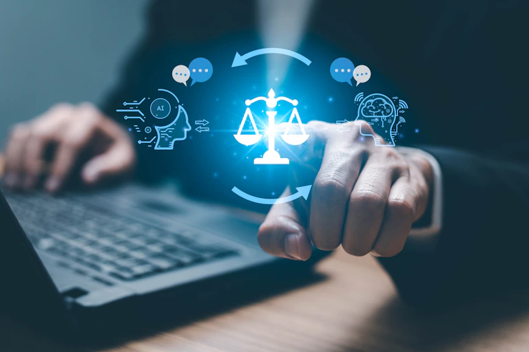 Representation of AI and the legal system.
