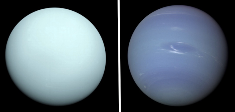 This is how we are used to seeing Uranus and Neptune, respectively. But the colors aren’t accurate.