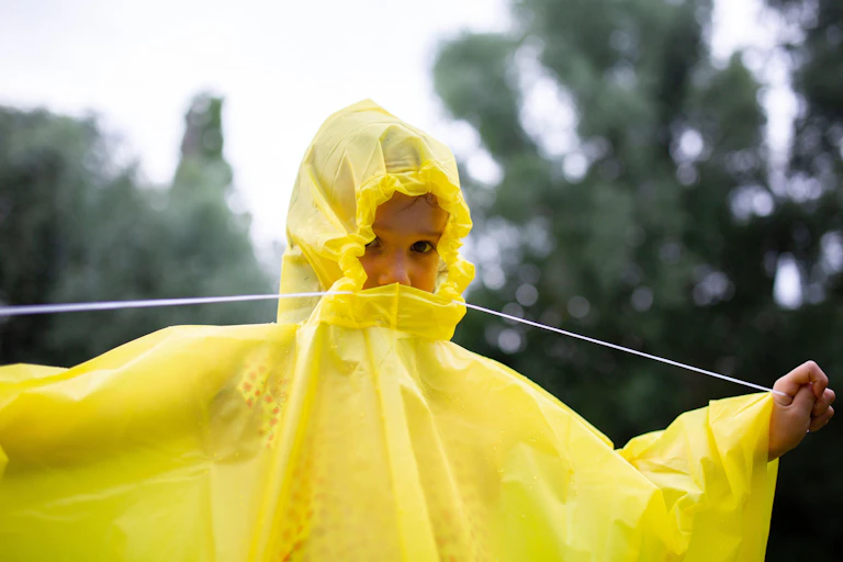 Child wearing a bright yellow mac