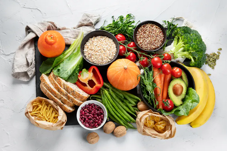 Alimentos ricos em fibras.
