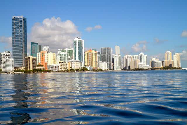 View of Miami skyline and Biscayne Bay