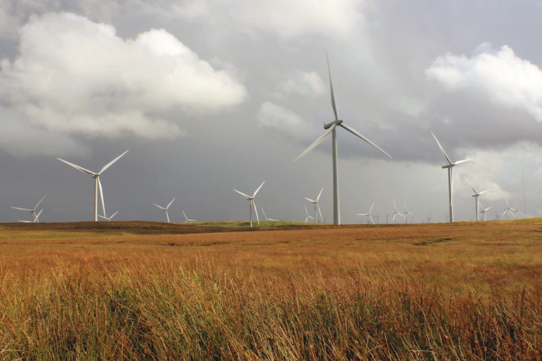 wind turbines on moorland