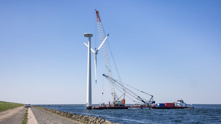 Offshore wind turbine under construction