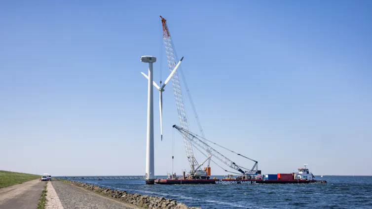 Offshore wind turbine under construction