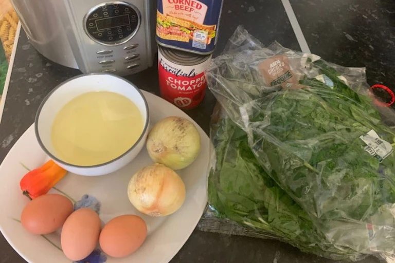 Ingredients being prepared for cooking a Ghanian-style meal in Manchester, England..