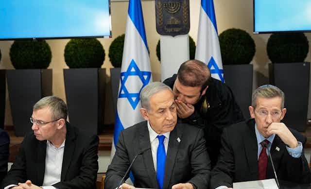 Israeli prinme minister Benjamin Netanyahu at a cabinet meeting, December 2023.
